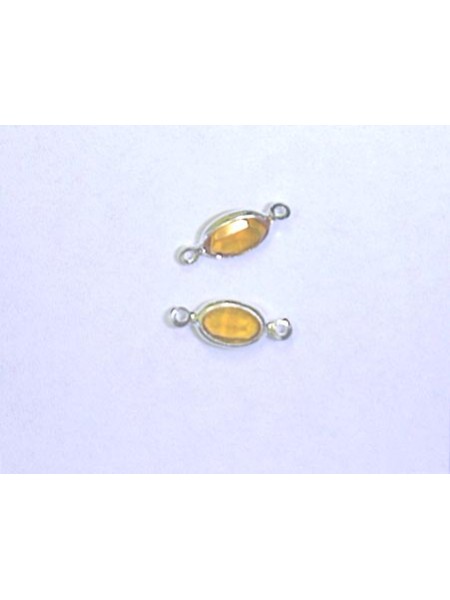 Navette 6x4mm 2 Ring Silver Plated Topaz