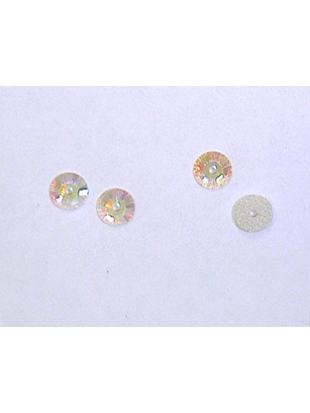 Swar Flat Round Stone with hole 5mm AB