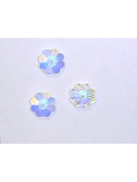 Swar Floral Button 8mm Clear AB Unfoiled