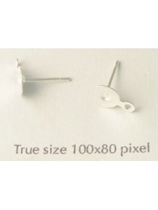 Ear Post Drop 6mm disc Silver pl. - PAIR