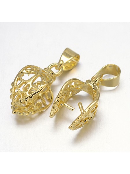 Pendand Pinch bail Filligree 18mm Gold P