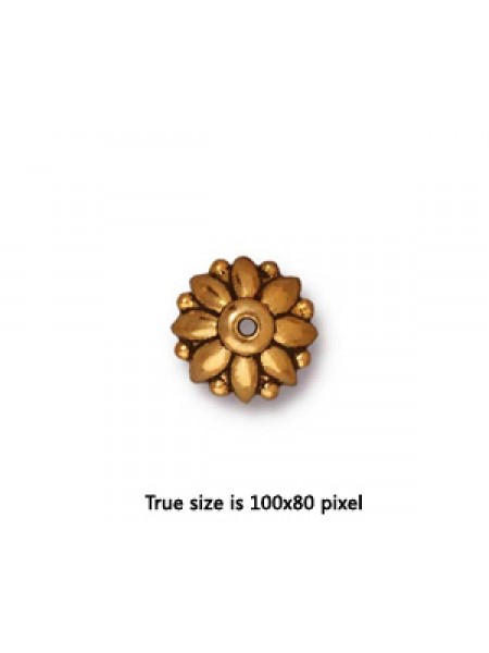 Bead Cap  10mm Dharma  Antique Gold