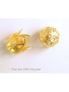 Filigree Bell Cap 18mm Gold plated