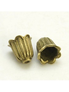 Cab Flower 10x10mm Antique Brass - each