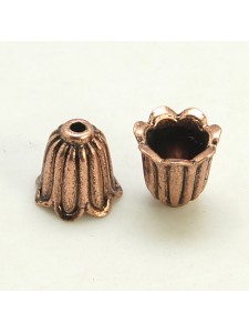 Cab Flower 10x10mm Antique Copper - each