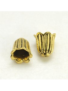 Cab Flower 10x10mm Antique Gold - each