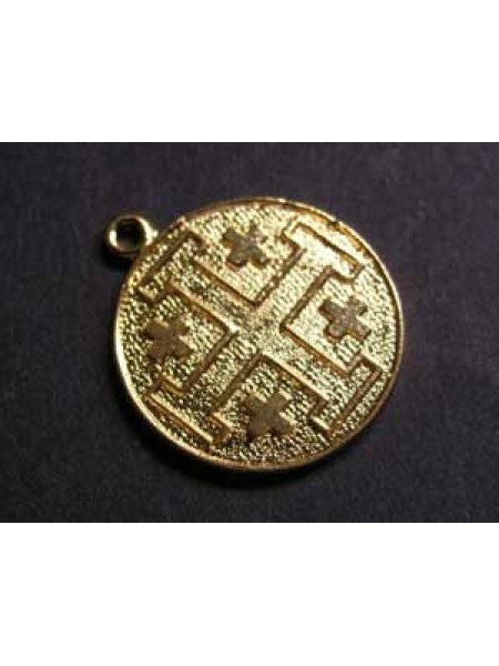 Jerusalem Cross Coin 20mm Gold Plated