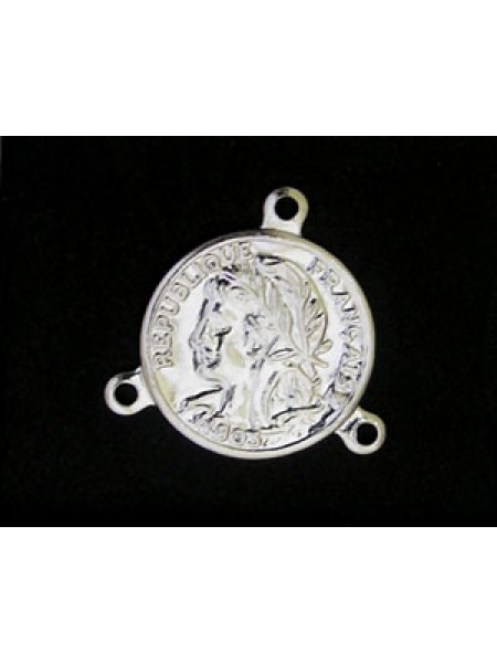 French Coin 17mm 3-ring Silver plated