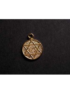 Star of David Charm Disc 10mm Gold Plate