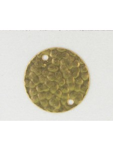 Hammered Disc 20mm 2-hole Raw Brass
