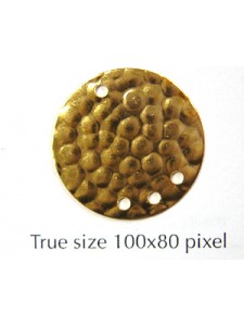 Hammered Disc 20mm 1+3-hole Gold plated