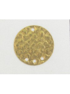 Hammered Disc 20mm 1+3-hole Raw Brass