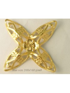 Large Floral 4 prong Star 67mm Gold pl