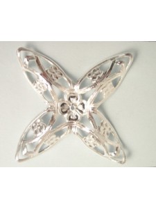 Large Floral 4 prong Star 67mm Silver pl
