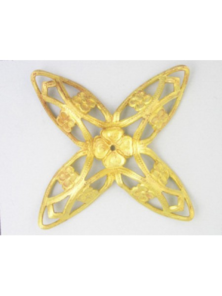Large Floral 4 prong Star 67mm Raw Brass
