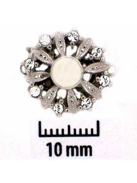 St.Silver Clasp Floral w/Pearl & 8stones