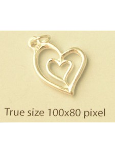 Charm St. Silver Dbl Heart Outline 2.5gr