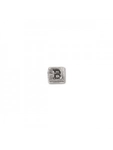 St.Silver Cube Bead 3.5x3.5mm Letter B