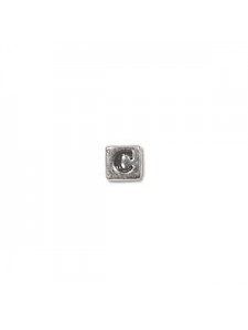 St.Silver Cube Bead 3.5x3.5mm Letter C