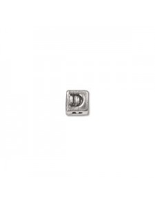St.Silver Cube Bead 3.5x3.5mm Letter D