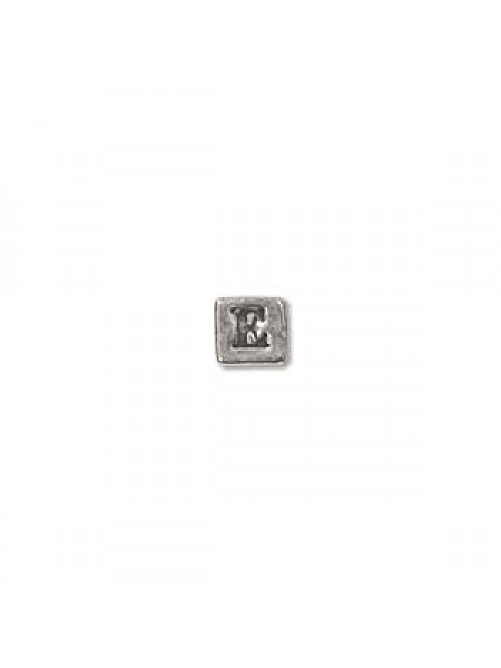 St.Silver Cube Bead 3.5x3.5mm Letter E