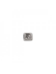 St.Silver Cube Bead 3.5x3.5mm Letter F