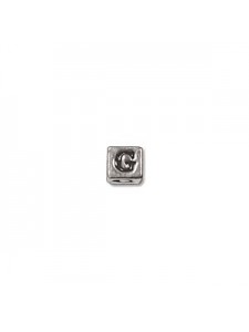 St.Silver Cube Bead 3.5x3.5mm Letter G