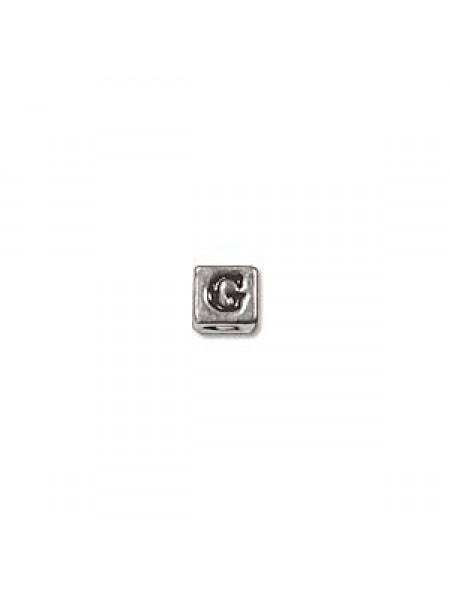 St.Silver Cube Bead 3.5x3.5mm Letter G