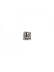 St.Silver Cube Bead 3.5x3.5mm Letter I
