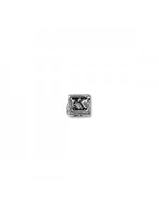 St.Silver Cube Bead 3.5x3.5mm Letter K