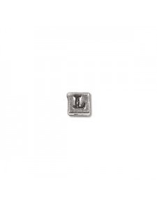 St.Silver Cube Bead 3.5x3.5mm Letter L
