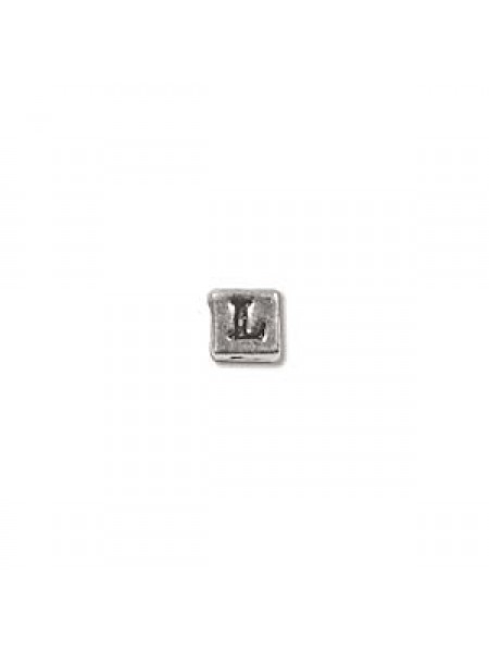 St.Silver Cube Bead 3.5x3.5mm Letter L