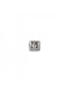 St.Silver Cube Bead 3.5x3.5mm Letter M