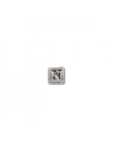 St.Silver Cube Bead 3.5x3.5mm Letter N