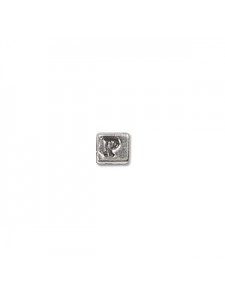 St.Silver Cube Bead 3.5x3.5mm Letter P
