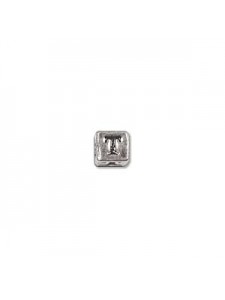 St.Silver Cube Bead 3.5x3.5mm Letter T