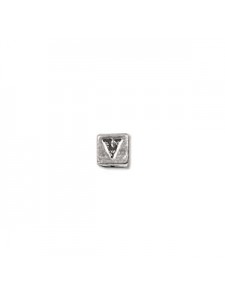 St.Silver Cube Bead 3.5x3.5mm Letter V