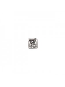 St.Silver Cube Bead 3.5x3.5mm Letter W