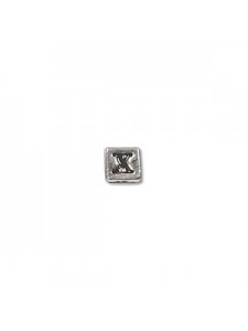 St.Silver Cube Bead 3.5x3.5mm Letter X