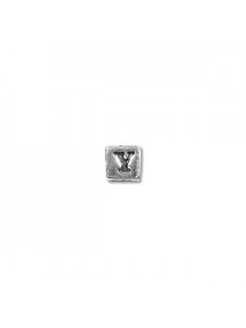 St.Silver Cube Bead 3.5x3.5mm Letter Y