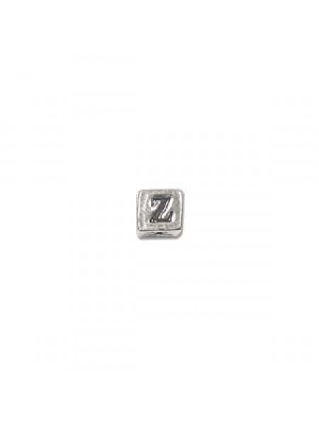 St.Silver Cube Bead 3.5x3.5mm Letter Z