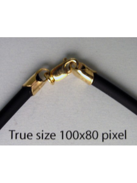 Black Rubber 3mm Necklace 18in 14K GF