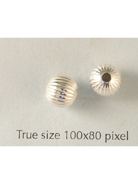 St. Silver Corrugated Bead 8mm Light