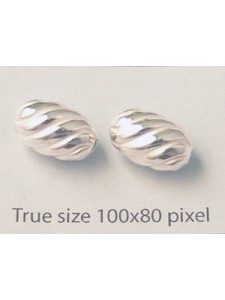 St.Silver Bead 8x12.3mm Oval Twisted 1.9