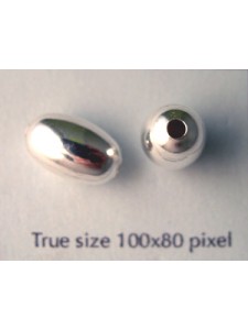 St.Silver Oval bead 8x12mm hole:2mm