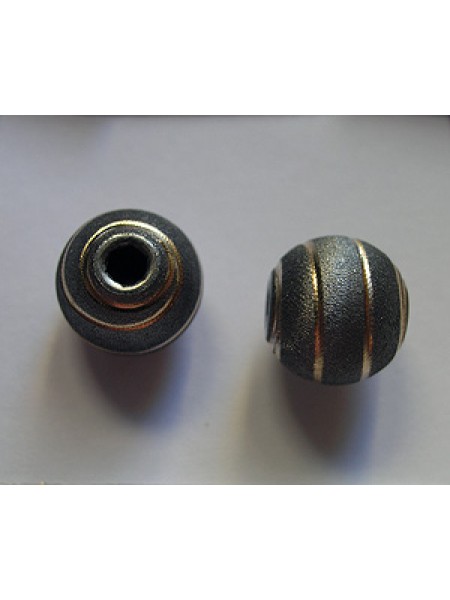 St.Silver 10mm Bead Ruthenium Spiral cut