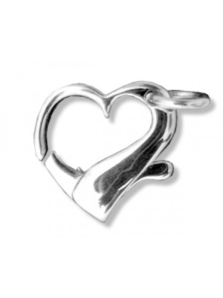 St.Silver Floating Heart Clasp 21x20mm
