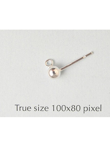 St.Silver Studs w/ball 4mm - PAIR