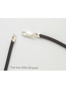 St.Silver Black Rubber 3mm Necklace 16in