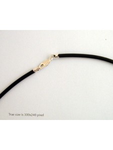 St.Silver Black Rubber 3mm Necklace 18in